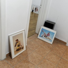 Preparing the frames for the 'Pin-up Girls!' Exhibition